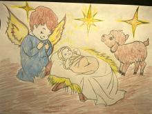 Анна Щербакова. Рисунок «В Рождество Христово Ангел прилетел»
